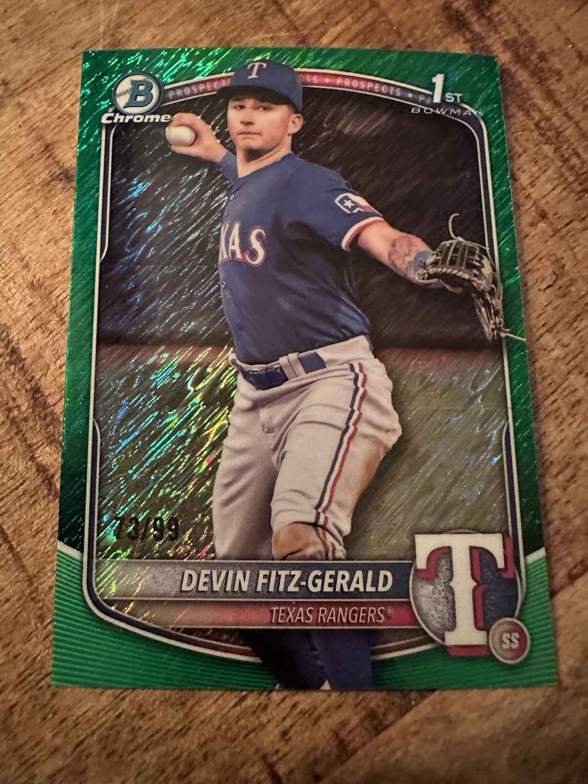 2025 Bowman Chrome Devin Fitz-Gerald 1st Prospect #BCP-158 Green Shimmer /99