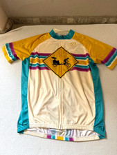 Primal Wear Cycling Bike Jersey Men L Yellow Road Sign Rickshaw Pedicab Full Zip