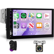 Single Din Car Stereo with Wireless CarPlay Android Auto, 7 Inch LCD Touch Sc...