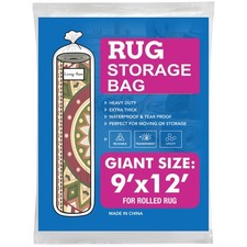 Plastic Rug Storage Bag with Zip Tie Fits Rolled Carpet Up to 9 x 12 Feet