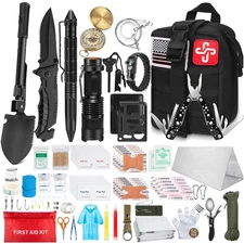Deluxe Emergency Survival Kit: 238 Pieces of Essential Gear & First Aid Supplies