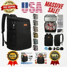 Leak Proof Backpack Cooler - 30 Can Insulated Bag for Beach, Work & Travel