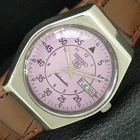VINTAGE SEIKO 5 AUTOMATIC 6349A JAPAN MENS PURPLE COLOR DIAL WATCH a708386-1