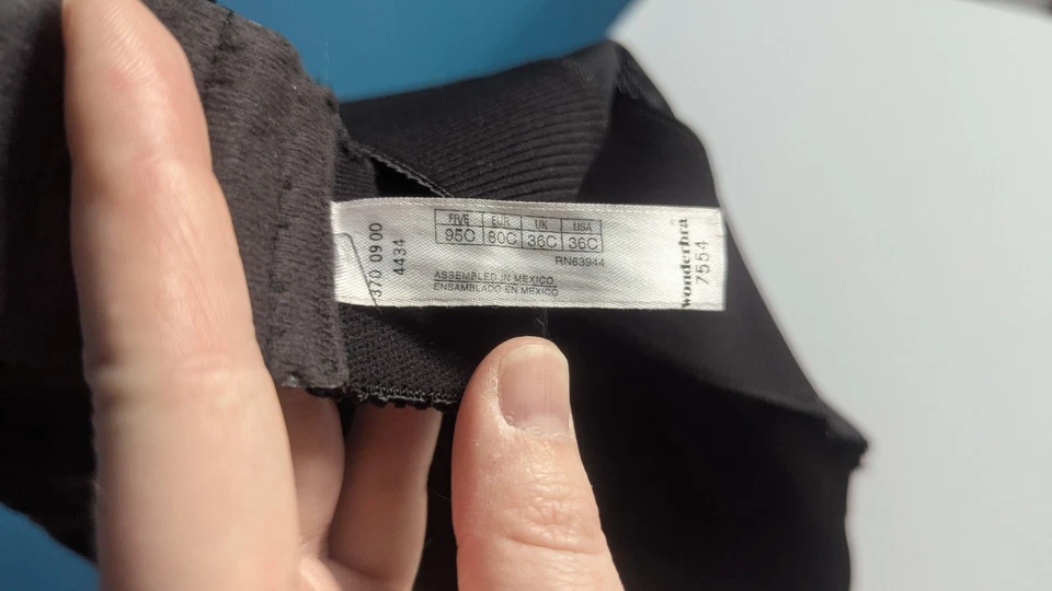 Sujetador Bustier Negro Corsé Wonderbra Años 90 De Colección 36C #7554 Pin-Up Gótico Retro Glam Rock Foto 4 de 4