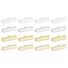 100Pcs 25mm Ribbon Crimp Clamp Ends, Fasteners Clasp Crimp Ends, 4 Colors