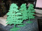 Vintage 1950s Marx Western Play Set Hard Plastic Trees (3)