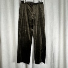 J. Crew Wide Leg Velvet Pants Velour Olive Green Women's Size 8 Trousers Cotton