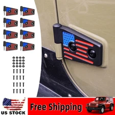 For Jeep Wrangler JK 2007+ 4Door 8PCS US Flag Multicolor Aluminum Door Hinge Kit