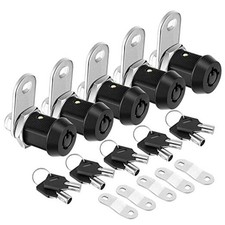 5 Pack Heavy Duty Cabinet Lock with Keys, Black, 7/8'' Tubular Cam Lock for