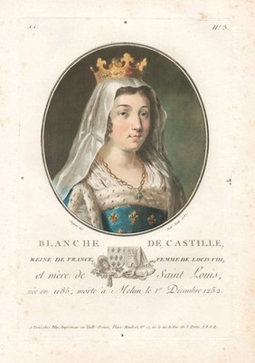 Blanche de Castille Blanca Castilla Queen Königin Portrait mezzotint 1787