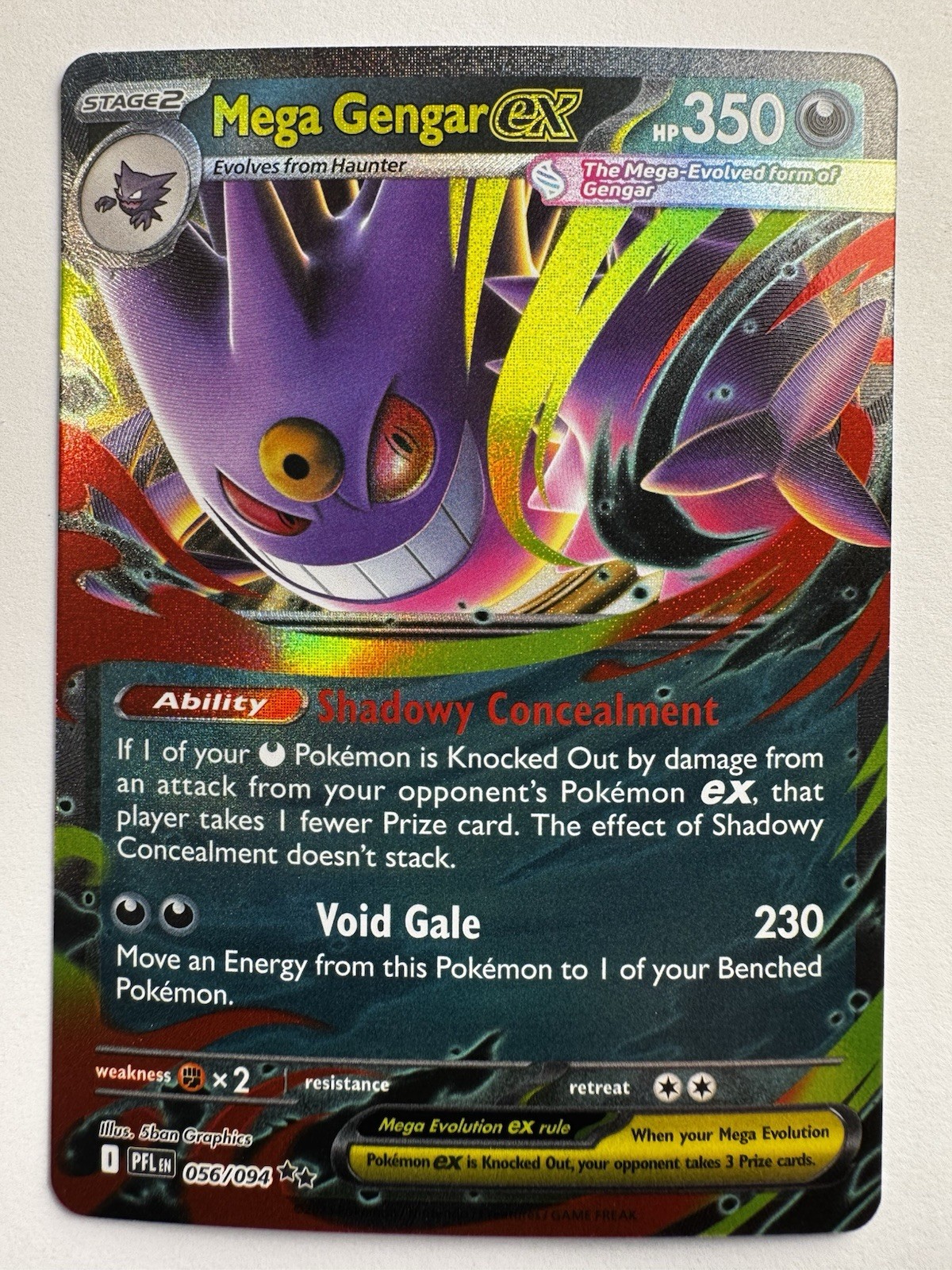 Mega Gengar ex 056/094 – Me02 Phantasmal Flames Holo Double Rare - NM