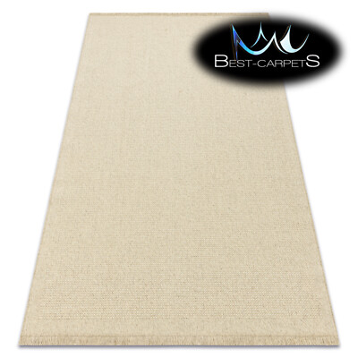 Moderner 100% natürlicher WOLL Flachgewebeteppich ''''VILLA'''' EINFARBIG beige pflegeleicht