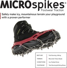 Kahtoola MICROspikes -snow, ice, trail hiking crampons - RED, SMALL