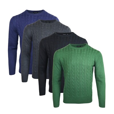 Herren Pullover Pulli Zopfmuster Rundhals dicker Strickpullover Langarm Oberteile 23