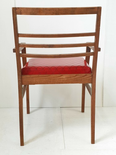 Armchair Bridge Vintage 1940 Of Rene Gabriel Oak & Skai Red 40S 1940S - Picture 3 of 12