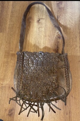 Vintage Woven Hippy Bohemian Leather Handbag