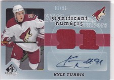 2008-09 SP Game Used SIGnificant Numbers Dual Swatches Kyle Turris 91/91 RC-year
