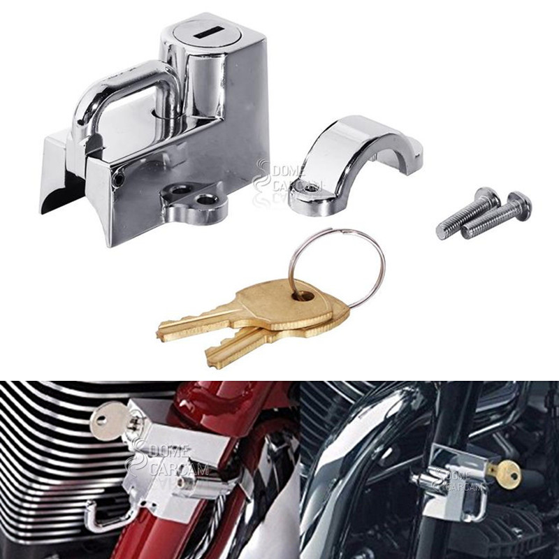 Chrome Universal Helmet Lock For Harley Davidson Dyna Softail Sportster