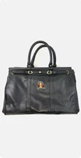Large Giorgio Beverly Hills Black Tote Embroidered Vintage Duffel Bag Cinch Snap