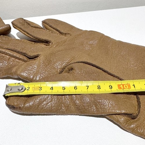 vintage 80s unisex leather gloves winter warm cozy sheepskin boho hippie brown - Picture 8 of 8