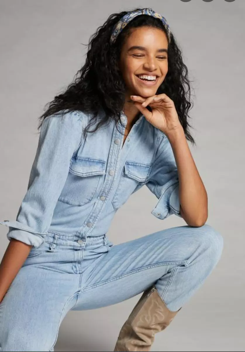 Women's Light Wash Stretch Denim Jumpsuit