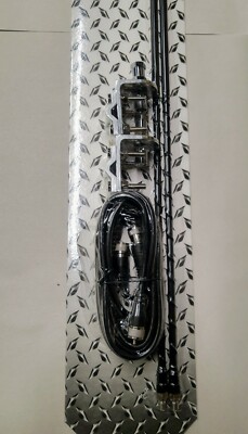 Shark Antenna Dual 4 ft Black fiberglass CB Antenna kit w mounts + coax 1000w