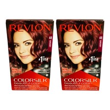 Revlon ColorSilk Beautiful Color 48 Burgundy Permanent Hair Dye Keratin Lot of 2