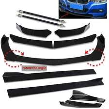 Glossy Black Front Bumper Spoiler Body Kit / Side Skirt /Rear Lip for Universal
