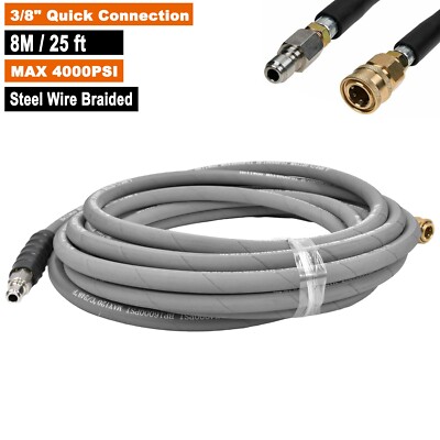 Pressure Washer Parts Hose - 4000 PSI 25 FT  Wire Braid - Gray Non-Marking
