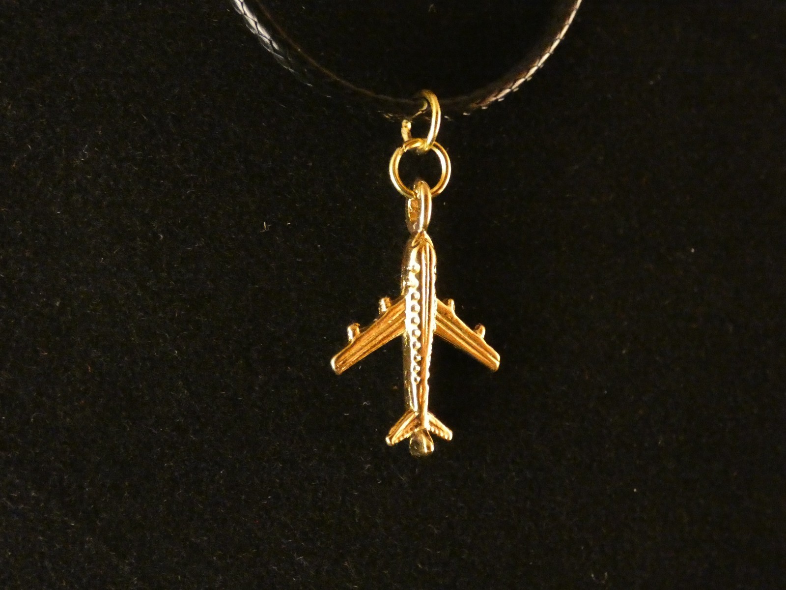 Flugzeug Anhänger mit Kette 24 Karat Vergoldet Plane Aero Flughafen Flight