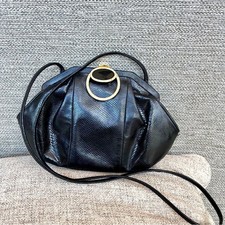 Vintage Susan Gail Black Genuine Snakeskin Clutch Shoulder Bag