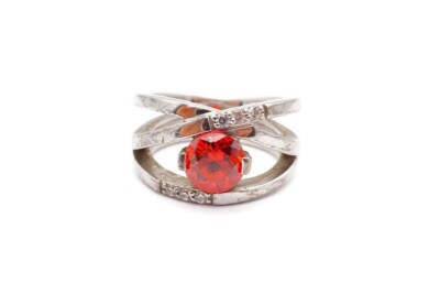 Breuning Sterling Silver 925 Orange Cubic Zirconia Ring Size 7