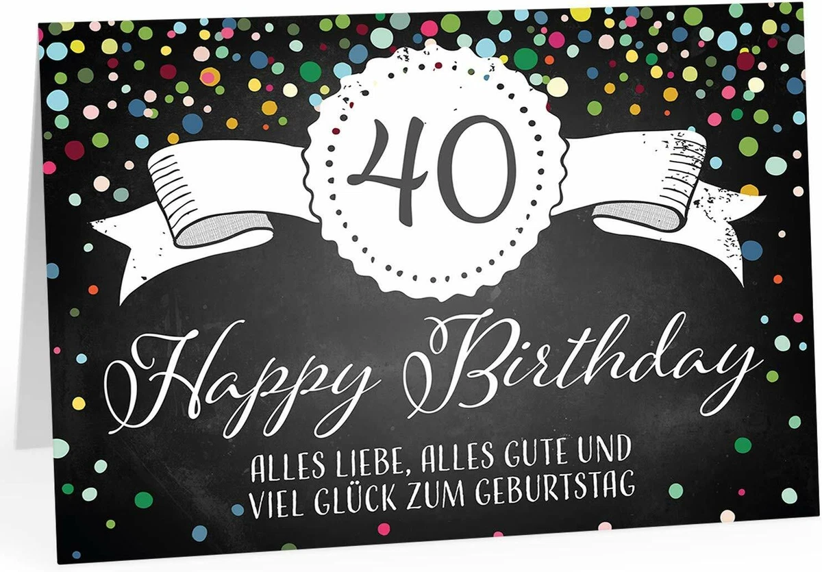 Große Glückwunsch Gruß-Karte 40. Geburtstag Design A4 XXL Umschlag edel  modern | eBay