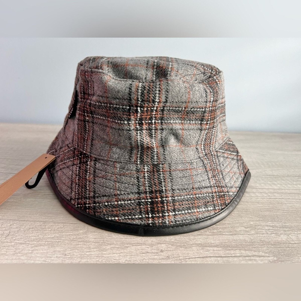 Classic Plaid Bucket Hat Red Plaid Bucket Hat Cap, Buffalo Plaid Tartan Blue Retro  main image 2