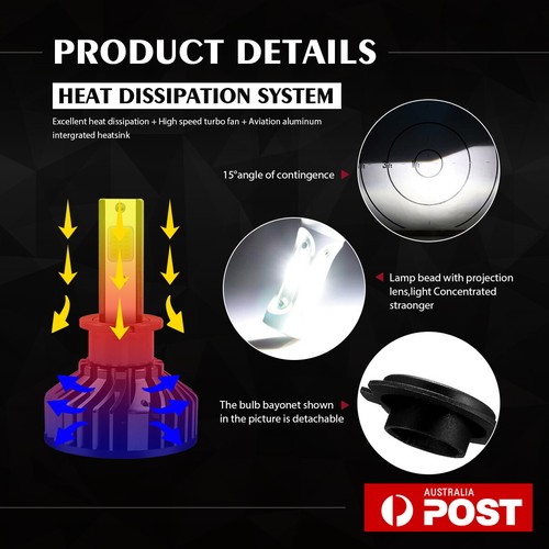 LED Headlight Kit H3 White 6000K Fog Light Bulb for FORD Explorer 1993-1998 - Picture 5 of 10