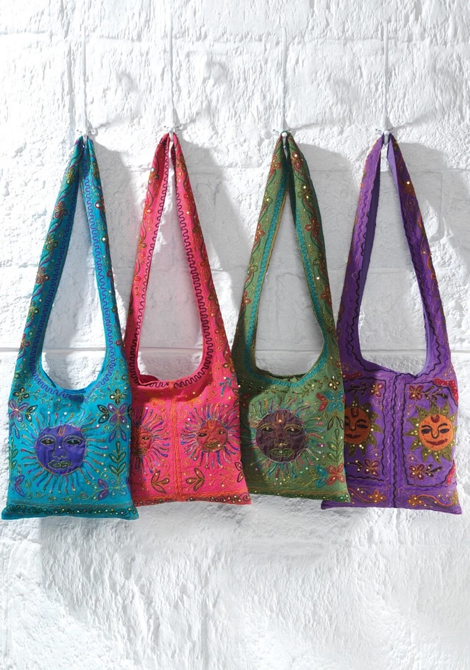 BOHO Fair Trade handmade Embroidered Indian Hippy Sun Shoulder Bag