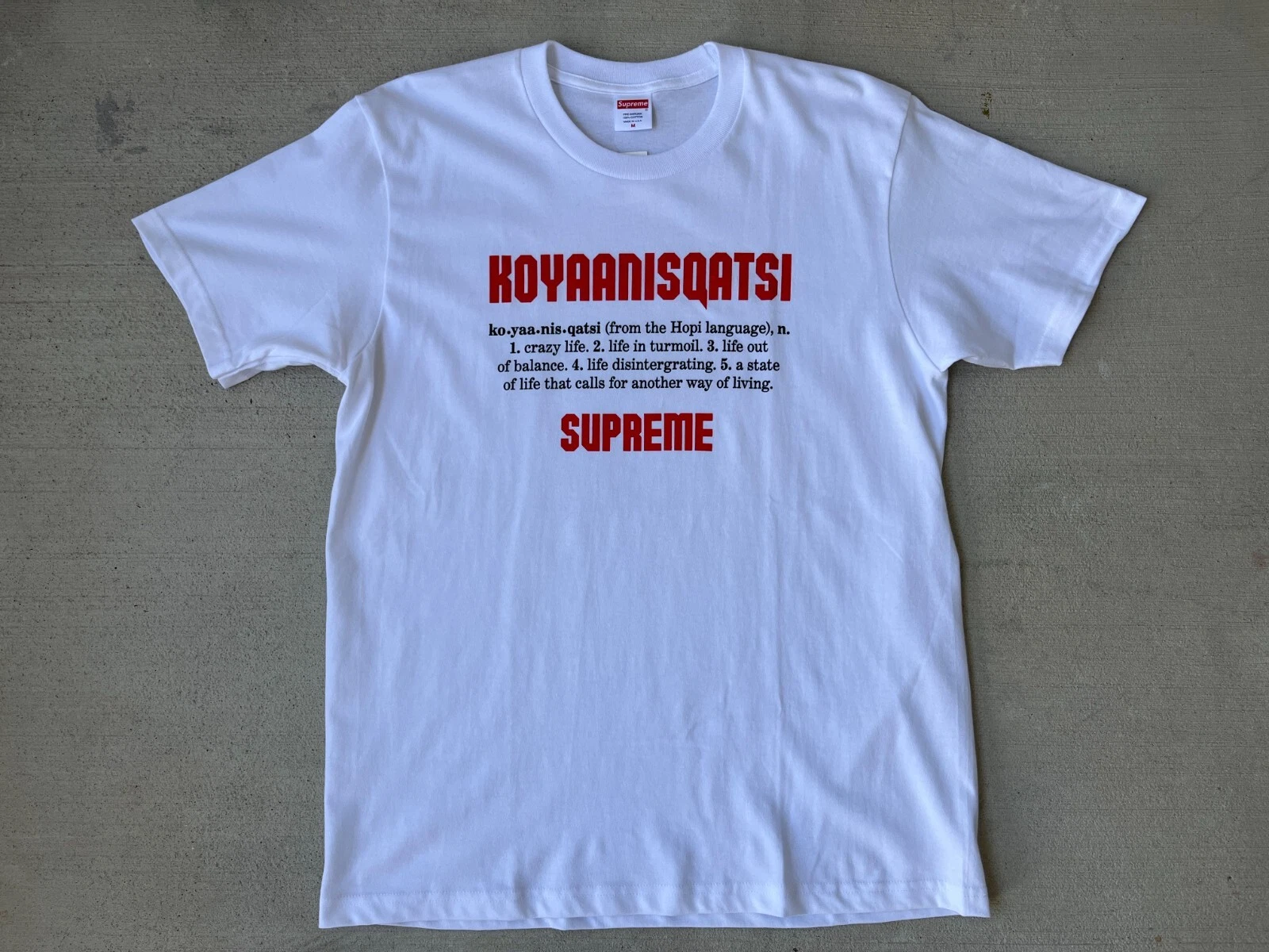 Tee shirt blanc Supreme Koyaanisqatsi taille M FW20