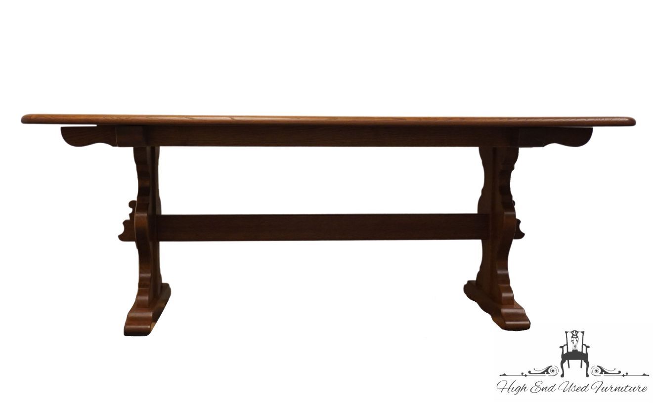 VINTAGE RUSTIC EUROPEAN Style Solid Walnut 78" Trestle Dining Table eBay