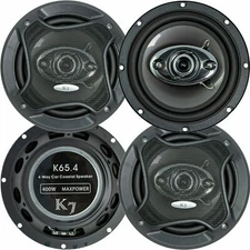 4x Audiotek K7 6.5" 3-Way 800W Car Audio Coaxial Speakers - K65.4 New w/Grill
