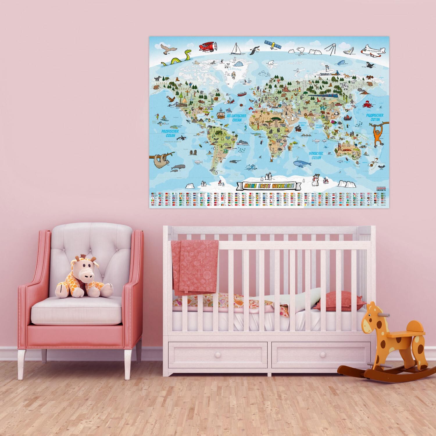 XXL Kinder Weltkarte Poster Wandbild Dekoration 140x100cm Deko für Kinderzimmer