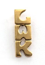 VTG Leonore Doskow Inc LWK GWK? Three Letters Gold Tone Lapel Pin Tie Tack