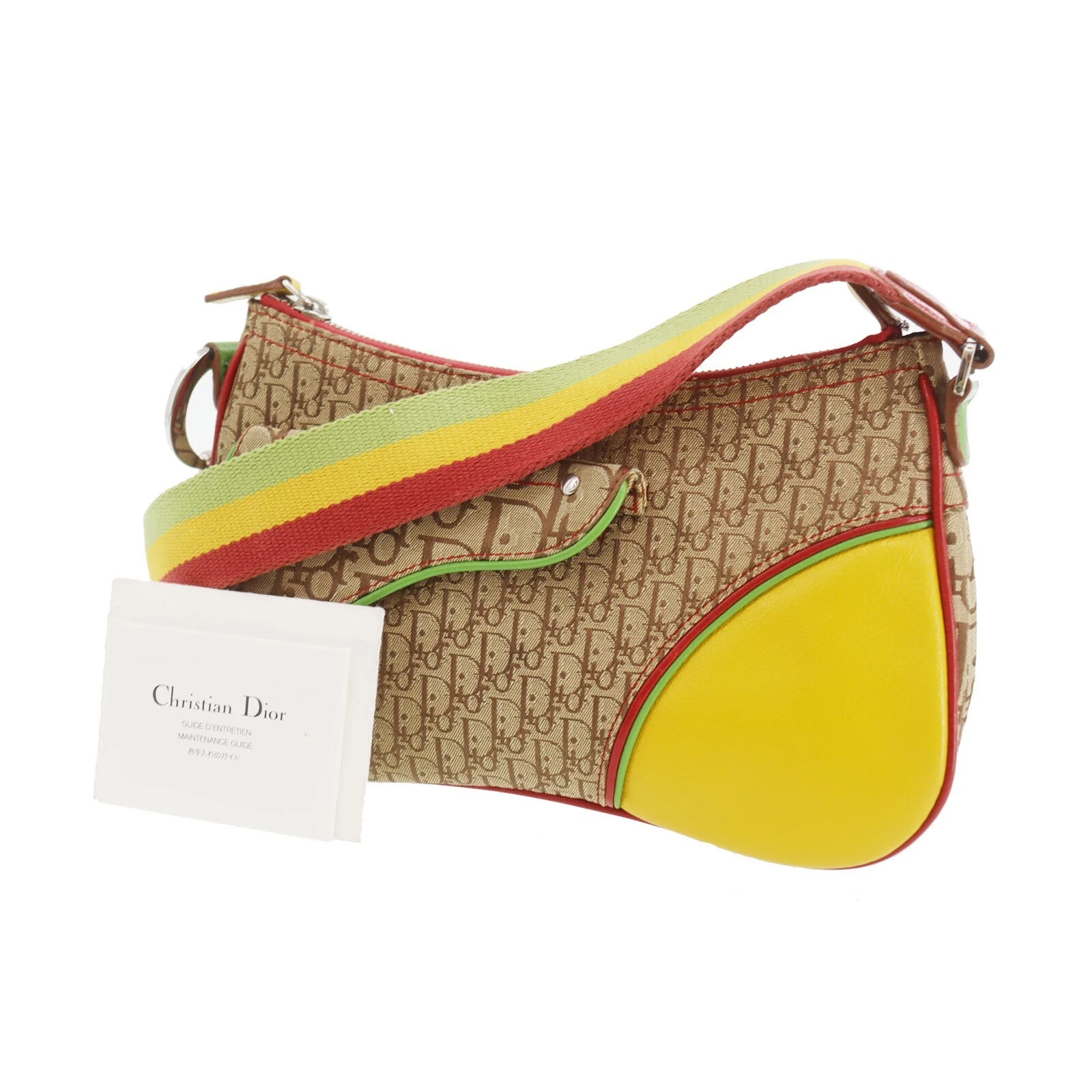 Sac bandoulière Christian Dior Trotter occasion marron couleur rasta toile #EC443 S