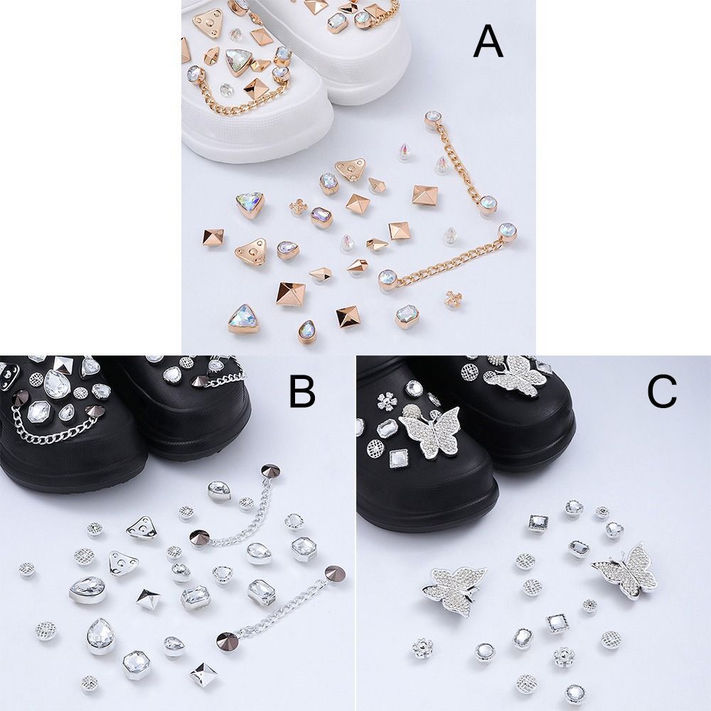 1set Croc Sandals Crystal Diamond Accessories DIY Shoes Charms Decor Girls Gift - Foto 6