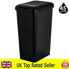 45 litre black kitchen bin rubbish waste dustbin rectangle plastic