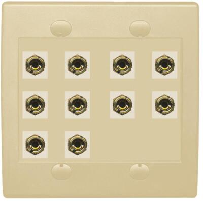 RiteAV 10 Banana 5 Speaker Surround  2 Gang Coupler Wall Plate 2 Gang Ivory