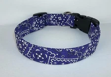 Purple Bandana Terri's Dog Collar handmade adjustable charming western fabric