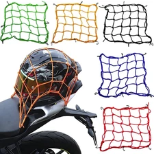 1pc Motorcycle Bungee Cargo Net 40x40cm with 6 Hooks: Helmet Tank Luggage - NEW