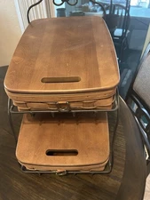 Longaberger Classic Tapered Paper Tray Two Basket Combo, Includes Stand & Liners