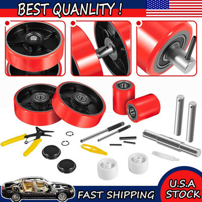 Pallet Jack Truck Wheels Replacement Kit, 7''x2'' Steering Wheels & 3''x3.75' Ro