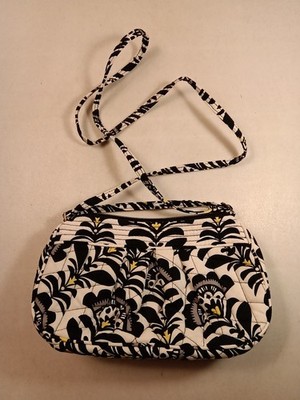 Vera Bradley  Fanfare white, black, yellow Crossbody purse 2014